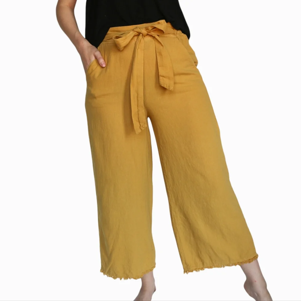 Thread & Supply Mustard Yellow Wide Leg Crop Pants - Picture 2 of 11